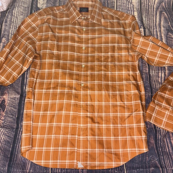 UNTUCKit Shirt Mens Medium Button Up Wrinkle Free UT Orange Colson WF - Picture 2 of 6